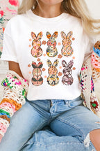 Floral Bunny Graphic Crewneck Short Sleeve T-Shirt