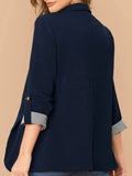 Lapel Collar Roll-Tab Sleeve Blazer - felvior