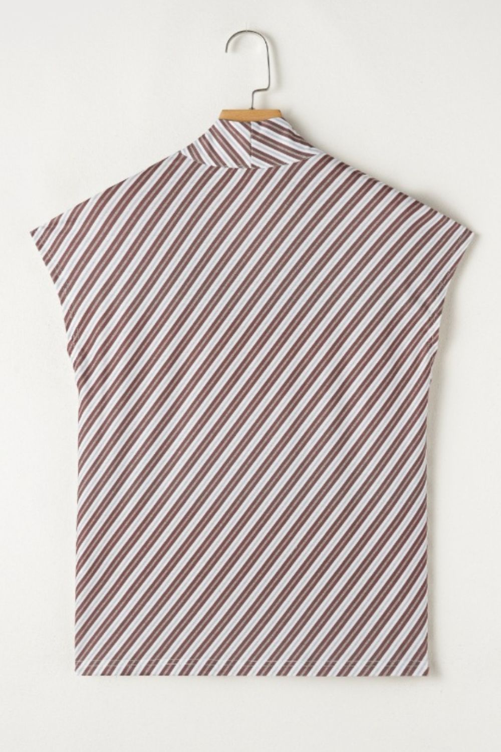 Striped V Neck Cap Sleeve Blouse - felvior