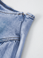 Asymmetric Ruffle Overlay Denim Mini Skirt