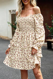 Devine Smocked Flounce Sleeve Ruffled Dress - felvior