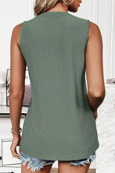 Florira Eyelet Round Neck Tank - felvior