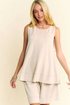 Davi & Dani Contrast Seam Top and Short Set