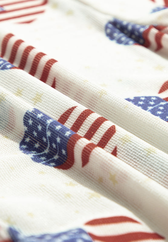 US Flag Heart Mock Neck Long Sleeve Bodysuit - felvior