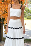 Contrast Trim Cami and Skirt Set - felvior
