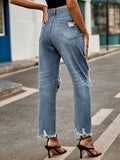 Distressed Raw Hem Jeans with Pockets - felvior