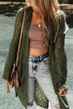 Openwork Open Front Long Sleeve Cardigan - felvior