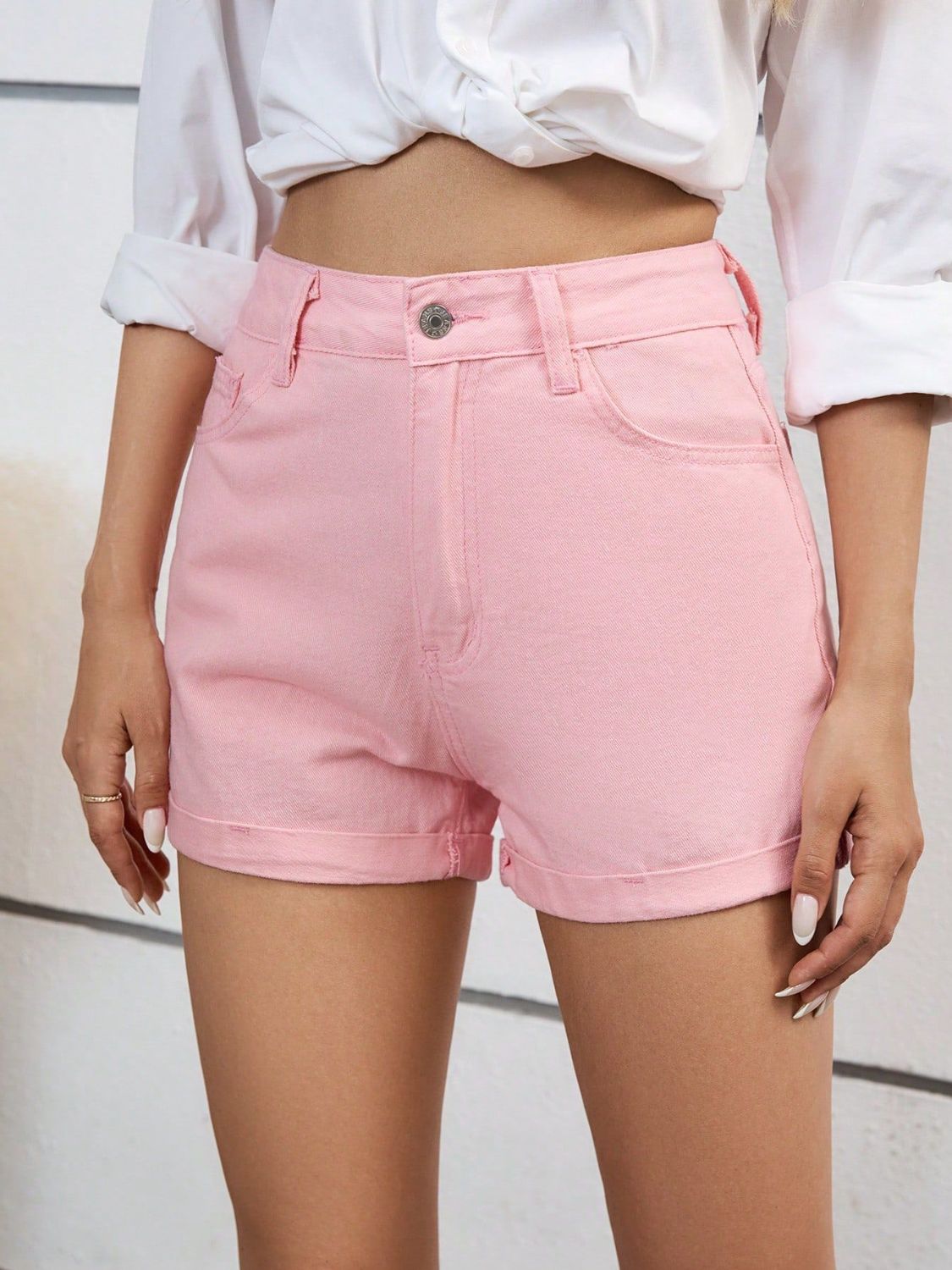 High Waist Denim Shorts - felvior