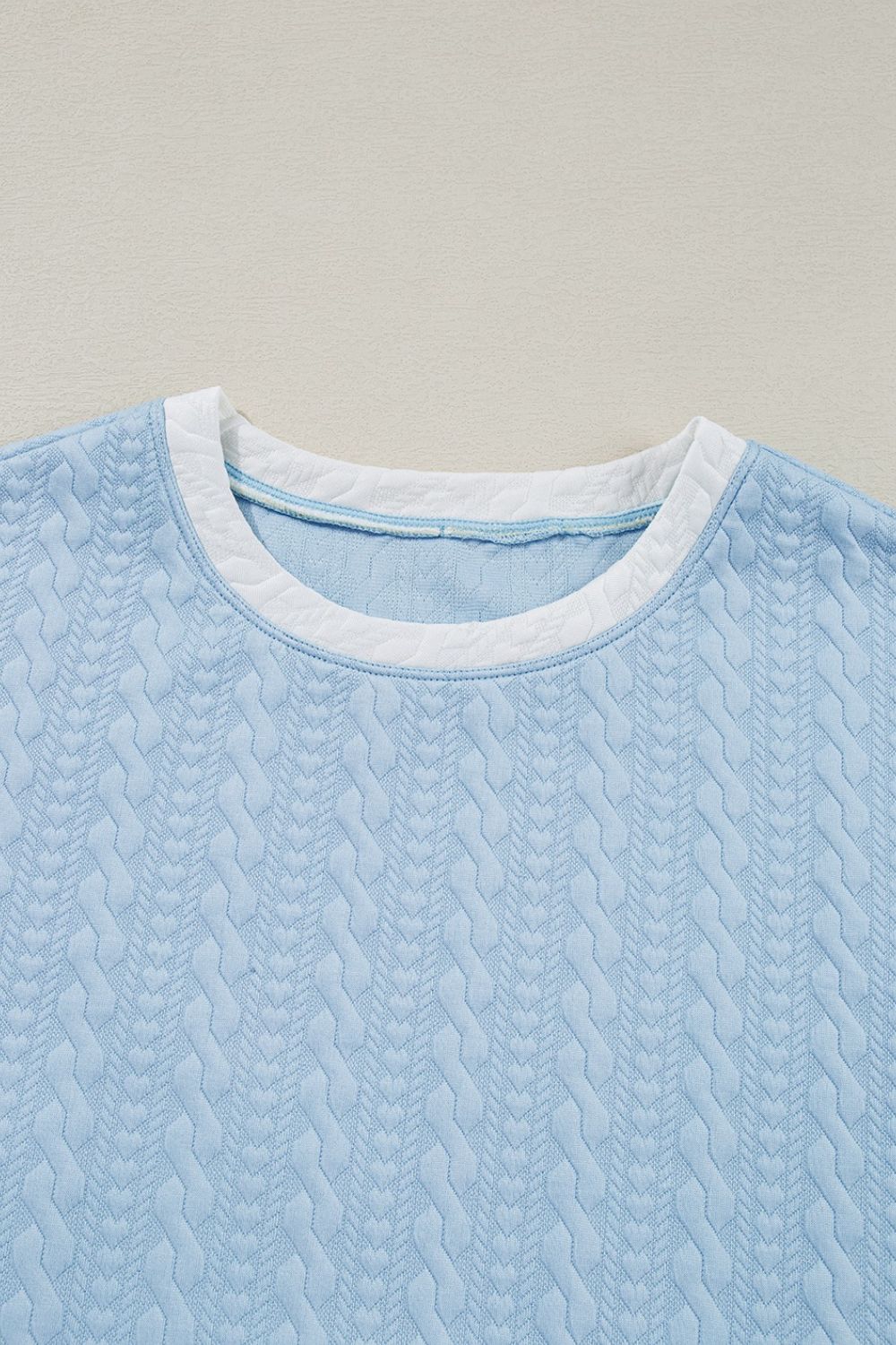 Textured Contrast Edge Top and High Waist Pants Set