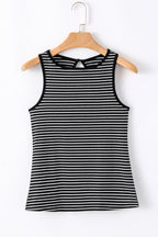 Striped Ribbed Round Neck Tank