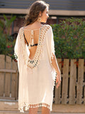 Tassel Cutout Half Sleeve Cover-Up - felvior