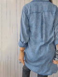 Full Size Raw Hem Button Up Long Sleeve Denim Top Plus Size - felvior