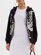 Skeleton Zip Up Drawstring Hoodie