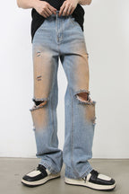 Men's Distressed Jeans with Pockets