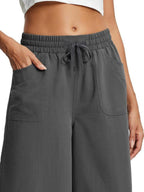 Full Size Drawstring Wide Leg Capris Pants Plus Size