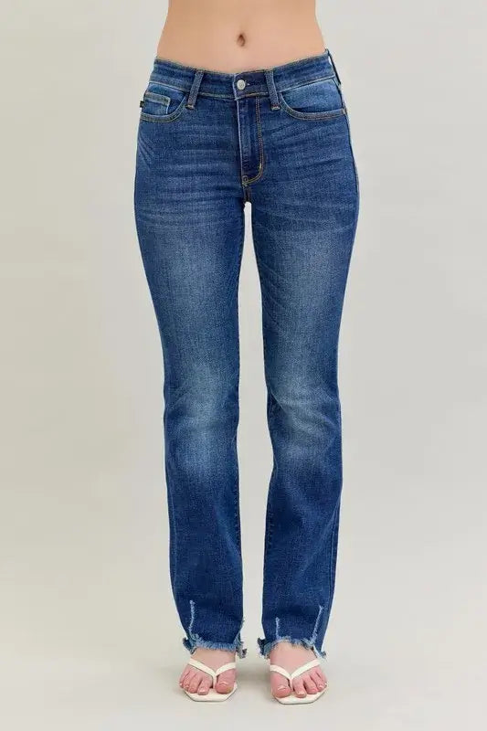 Judy Blue Full Size Mid-rise Non-distressed Hem Bootcut Jeans Plus Size