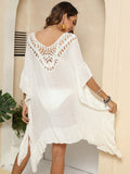 Cutout Ruffled Half Sleeve Cover-Up - felvior