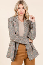 Mittoshop Plaid Double Breasted Relaxed Fit Blazer