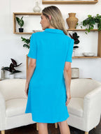 Double Take Full Size Texture Collared Neck Short Sleeve Dress