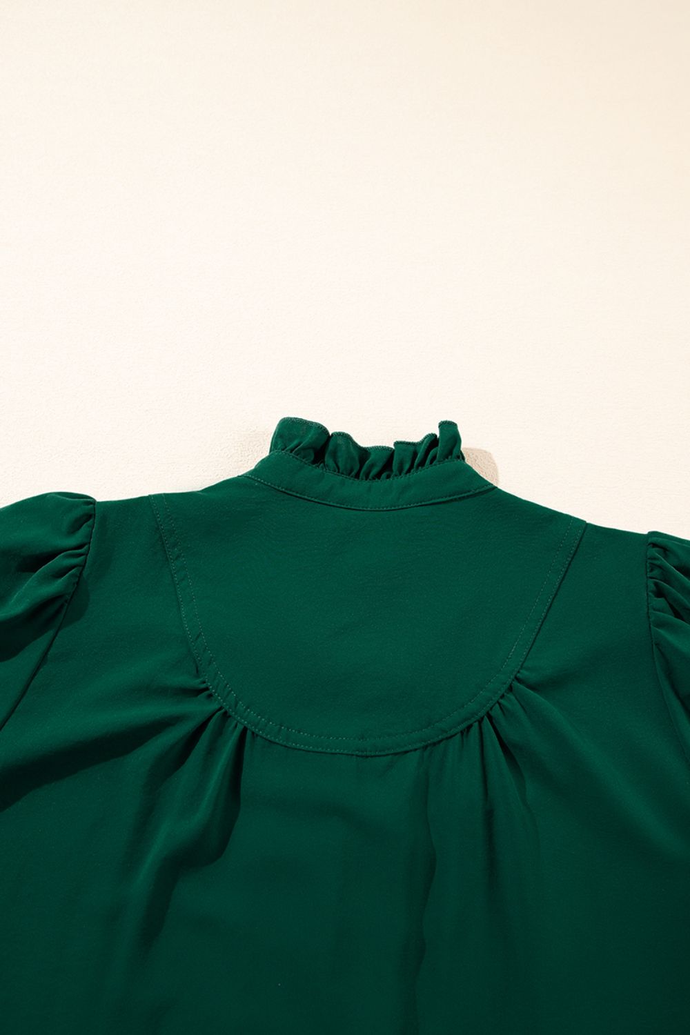 Puff Sleeve Frilled Trim Elegant Blouse - felvior