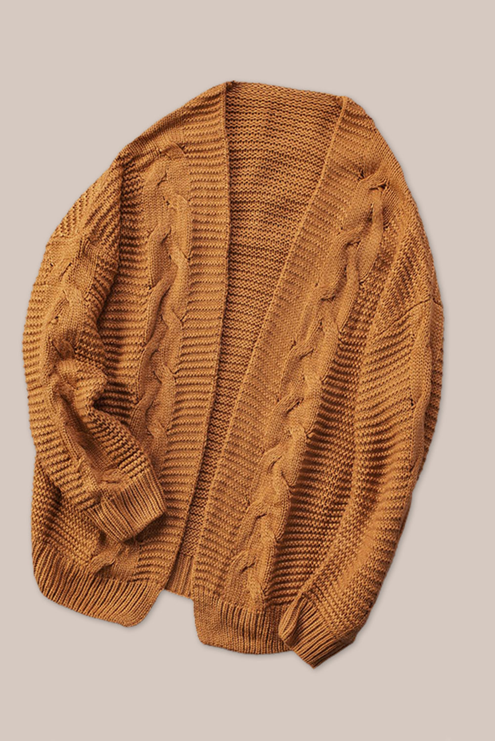 Cable-Knit Open Front Cardigan - felvior