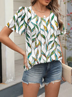 Floral Round Neck Short Sleeve Top