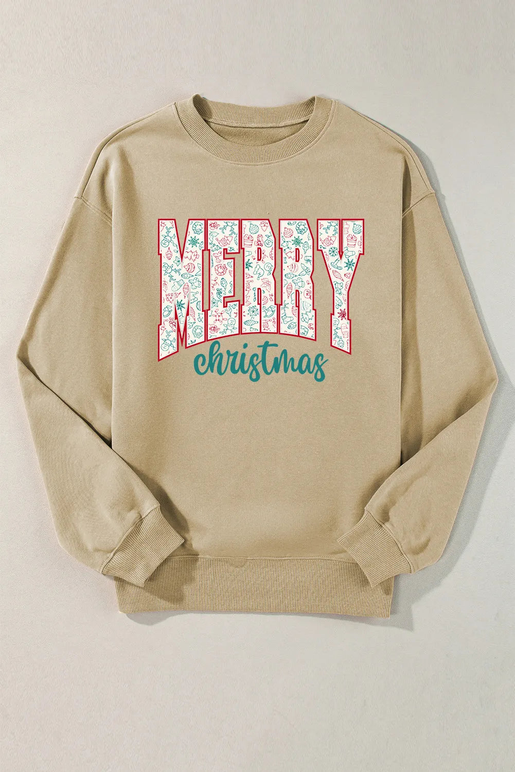MERRY CHRISTMAS Round Neck Long Sleeve Sweatshirt - felvior