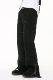Men's Raw Hem Bootcut Jeans with Zip-Up Sides - felvior