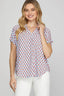 She + Sky Full Size Printed Johnny Collar Short Sleeve Blouse Plus Size