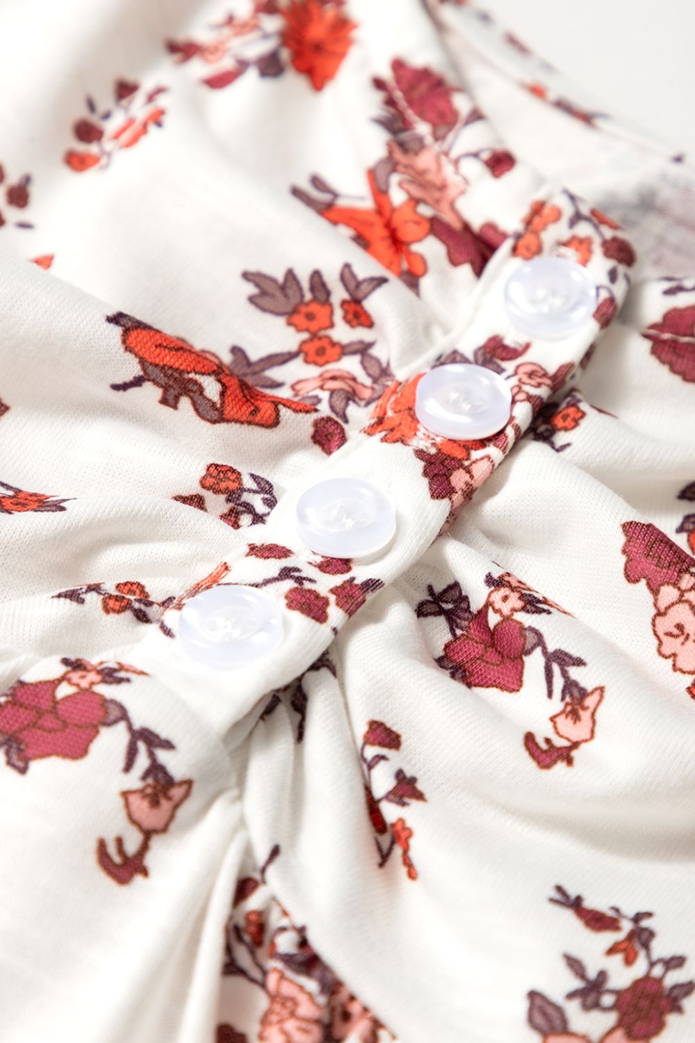 Floral Ruched Cinched Short Sleeve Blouse