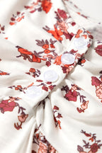 Floral Ruched Cinched Short Sleeve Blouse