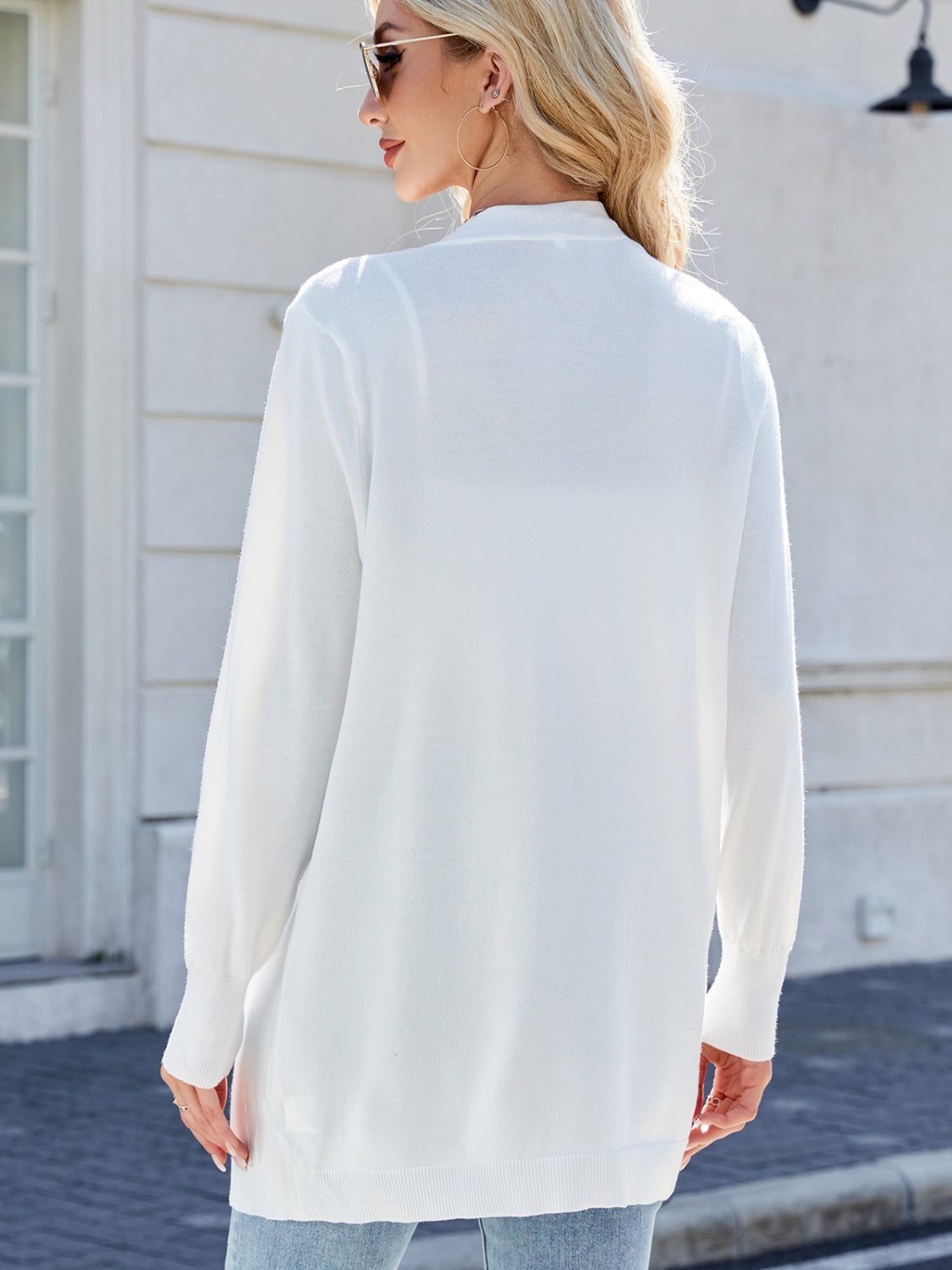Open Front Long Sleeve Cardigan - felvior