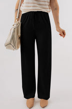 Textured Drawstring Straight Pants
