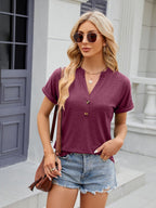 Florira Notched Short Sleeve T-Shirt