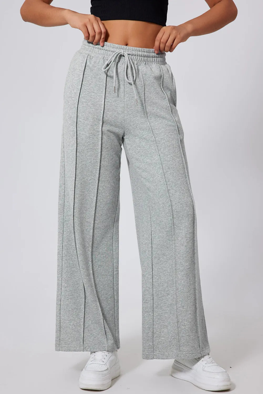 Drawstring Wide Leg Active Pants - felvior
