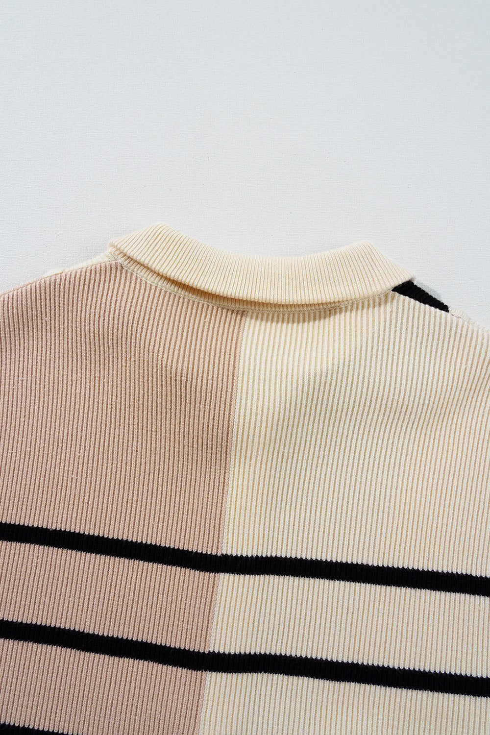Striped Quarter Zip Cap Sleeve Sweater Dress - felvior