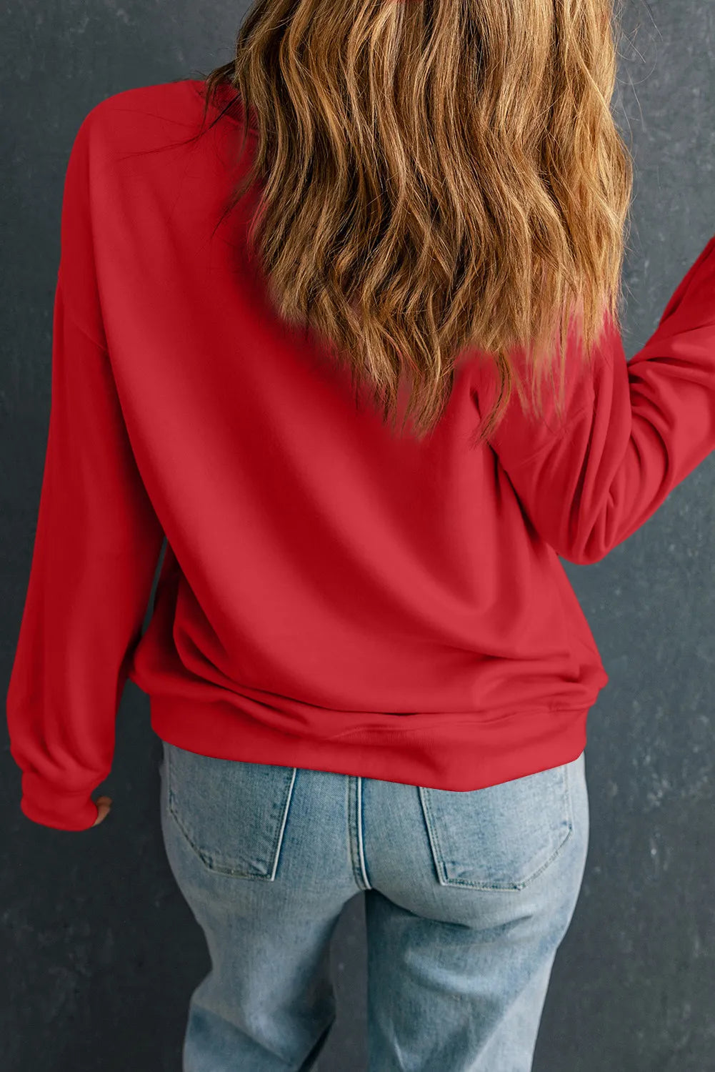 Letter Graphic Round Neck Long Sleeve Sweatshirt - felvior