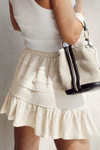 Ruffled Hemline Elastic Waist Mini Skirt