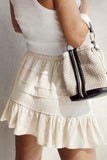 Ruffled Hemline Elastic Waist Mini Skirt - felvior