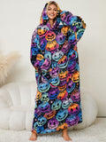 Fuzzy Pocketed Long Sleeve Hooded Lounge Dress - felvior