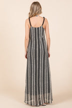 GeeGee Plus Size Striped Scoop Neck Beaded Strap Maxi Cami