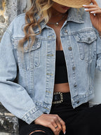 Button Up Denim Jacket with Chest Pockets