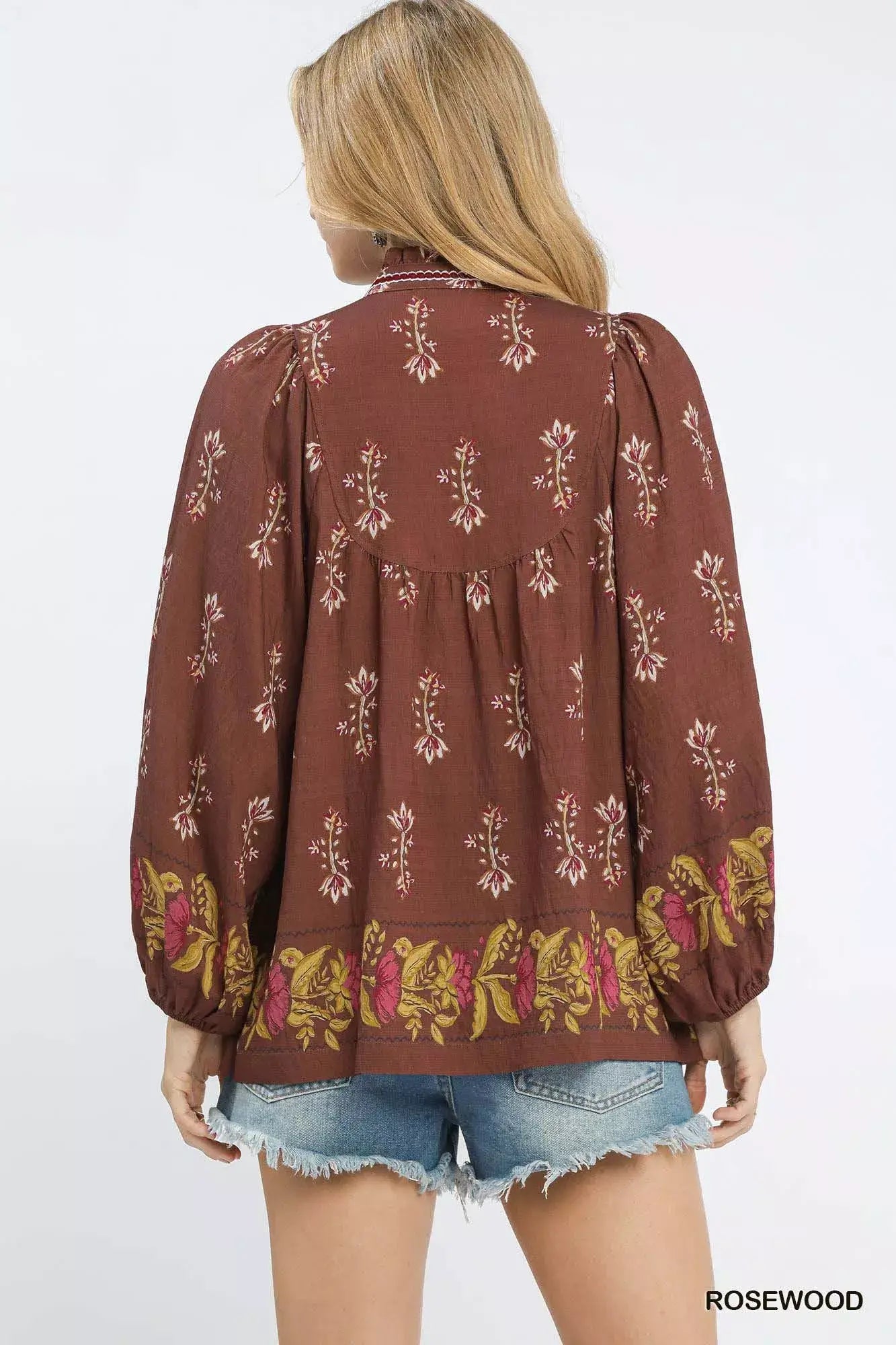 Umgee Floral Boho Peasant Blouse