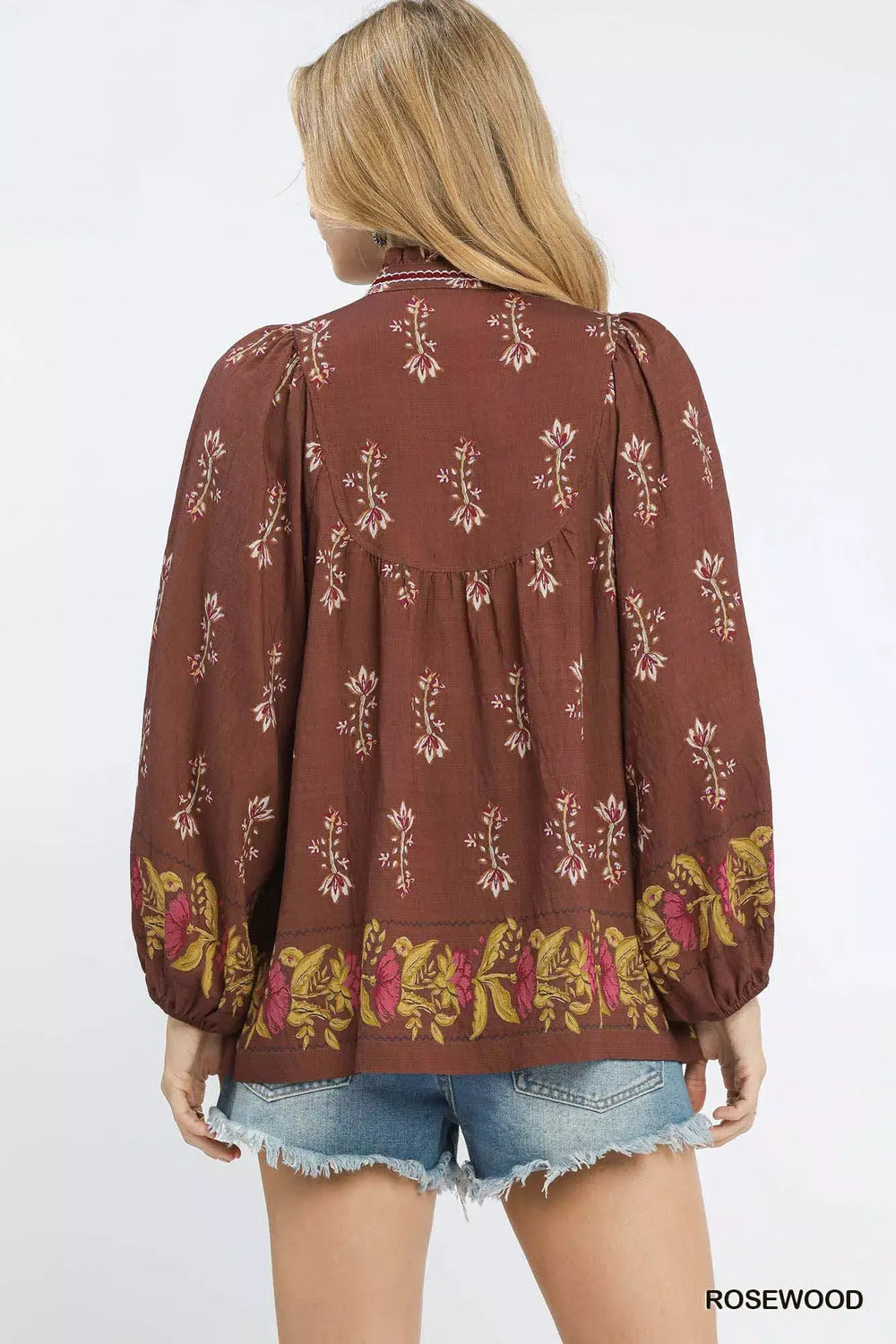 Umgee Floral Boho Peasant Blouse