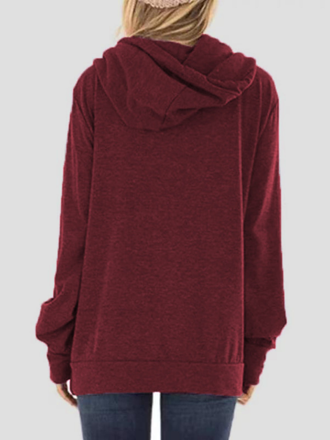 Drawstring Letter Graphic Long Sleeve Hoodie - felvior