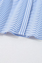 Stripe Bubble Sleeve Chest Pockets Shirt Dress