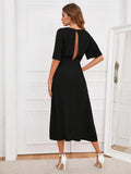 Round Neck Cutout Half Sleeve Dress - felvior