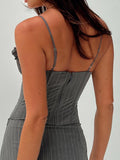 Devine Striped Frill Sweetheart Neck Cami - felvior