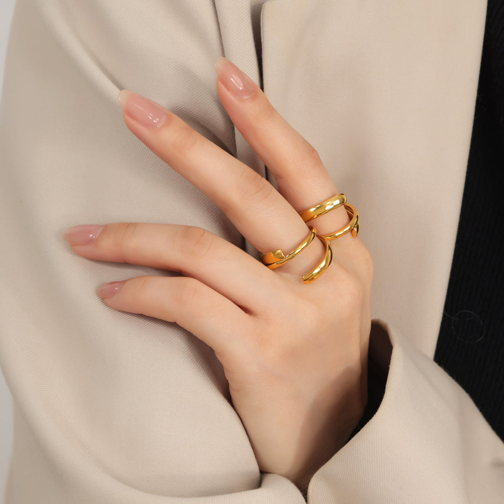 Titanium Steel Layered Wrap Ring - felvior