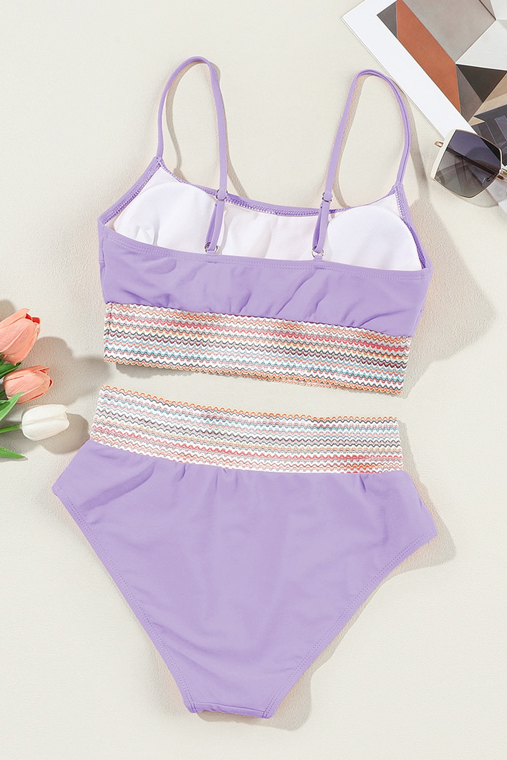 Scoop Neck Spaghetti Strap Bikini Set - felvior